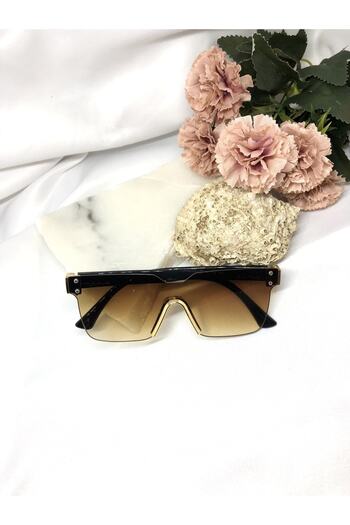 Di Caprio Mesi Square Vintage Design Light Brown-gold Women's Sunglasses