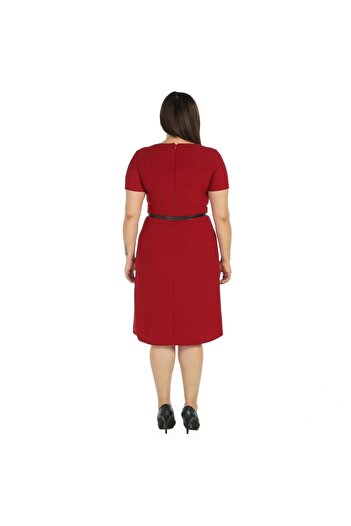 Nidya Moda Kadın Bordo Ön Yırtmaçlı Abiye Elbise 4086B