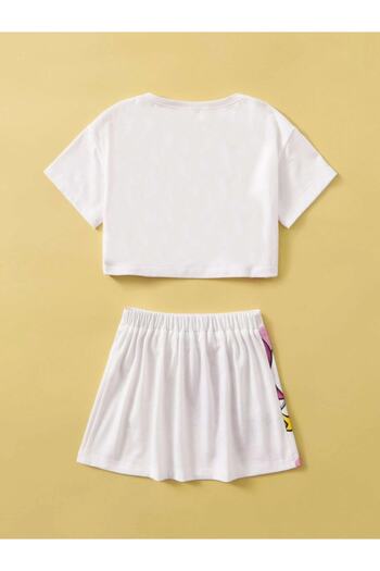 Machetta Kids Unicorn Unicorn Printed Skirt-tshirt Girl's Summer Set