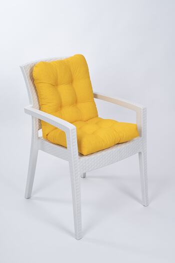 ALTINPAMUK Candy Pofidik Yellow Chair - Backrest, Special Stitching, Lace-up, 43x88 Cm
