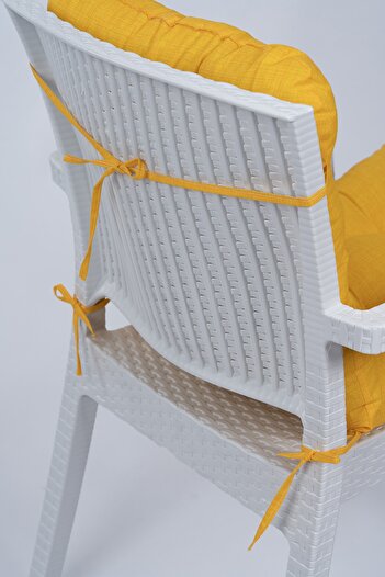 ALTINPAMUK Candy Pofidik Arkalıklı Sarı Sandalye Minderi Özel Dikişli Bağcıklı 43x88 Cm