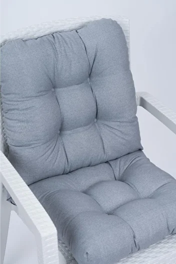 ALTINPAMUK Gray Chair Cushion - Candy Pofidik, Backrest, Special Stitching and Laces, 43x88 Cm