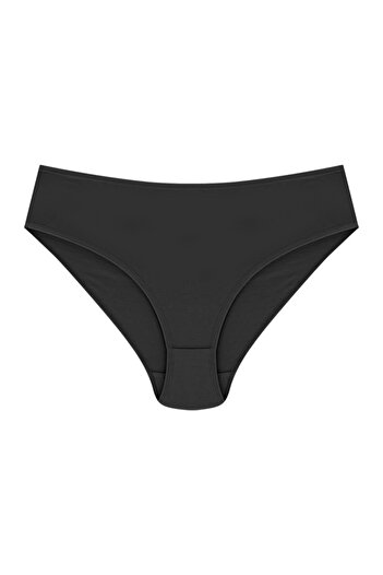 Papatya Women's Black Cotton High Waist Panties 3-Piece