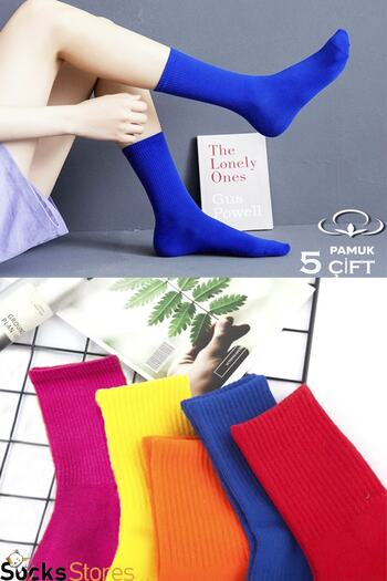 Esinti Men's Socks Women's Socks Long Colorful Socks Sports Football Tennis Socks 5 Pieces