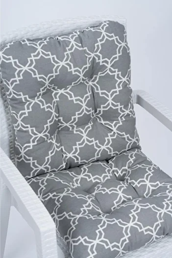 ALTINPAMUK Neva Pofidik Mosaic Gray Backrest Chair Cushion with Special Stitched Laces, 44X88 cm