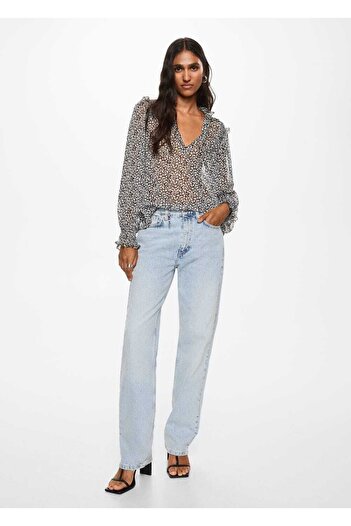 MANGO Woman Bluse mit Volantmuster