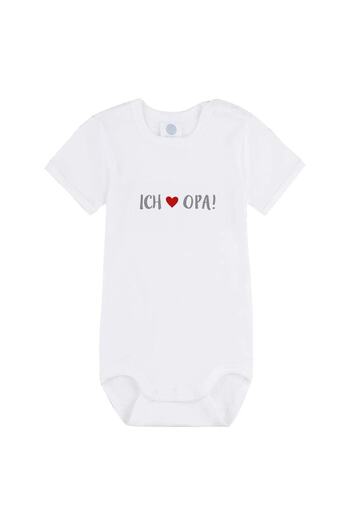 Sanetta Baby Body, Kurzarm, Strampler mit Aufdruck "Ich mag Opa""