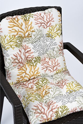 ALTINPAMUK Neva Pofidik Coral Orange Backrest Chair Cushion with Special Stitched Laces, 44X88 cm