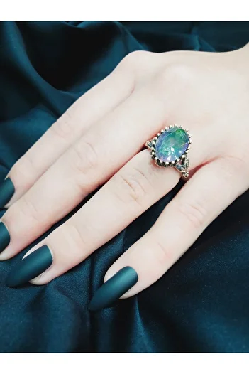 kapris concept Mystic Topaz Natural Stone Antiallergic Copper Ring
