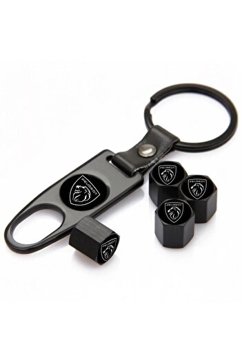 GARDENAUTO New Peugeot Stainless Steel Valve Cover and Keychain Set
