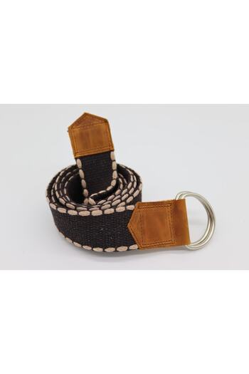 Anatolia Unisex Δερμάτινη Λεπτομερής Μπεζ Καφέ D Ring Tactical Sports Canvas Ζώνη