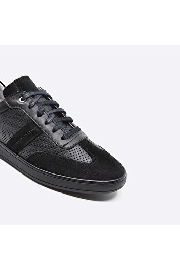 Fosco Hakiki Deri Sneaker Erkek Ayakkabı Siyah 9870