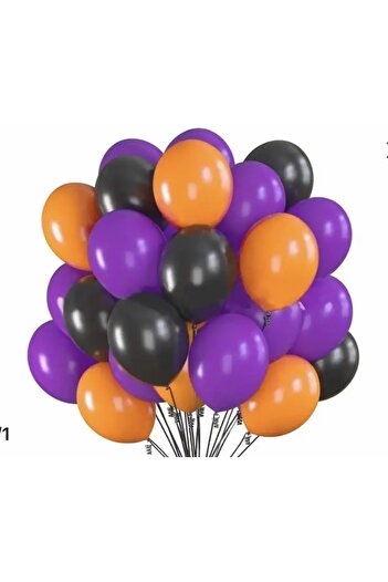 Deniz Party Store Halloween Pastel Black Purple Orange Balloon Set 15 Pieces