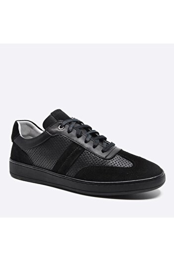 Fosco Hakiki Deri Sneaker Erkek Ayakkabı Siyah 9870