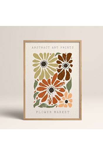 HOMEPACK Ahşap Çerçeveli Soyut Renkli Desenler Flower Modern Art Tablo