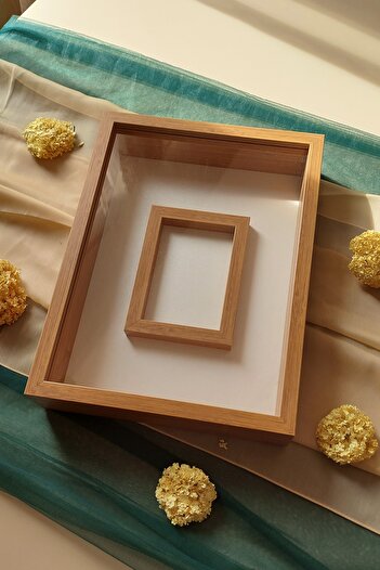 Verda Çerçeve 30x40 Cm LED-Free Bamboo Color Photo Section Design Rose Box Memory Frame!Unnamed