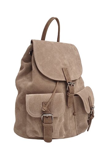 Ysmn Genuine Suede Women's Backpack - Pocket, Mink Yc 041947 Dsu