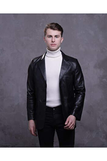 CE-YIL DERİ ÜRÜNLERİ Men's Genuine Leather Blazer Jacket