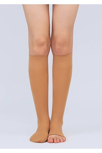 Dore Çorap 2 Pieces of Fleece Colored Knee Ablution Socks with Open Toe