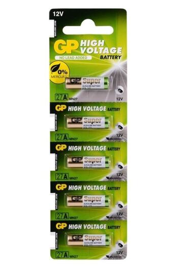 ATAELEKTRONİK Gp 27a 12 Volt Ince Garaj Kepenk Araç Kumanda Alarm Pili 5'li Paket - 1 Kart 5 Beş Adet