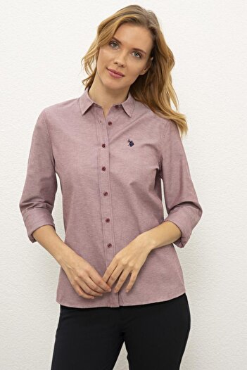 U.S. Polo Assn. Γυναικείο μακρυμάνικο πουκάμισο Basic ροζ