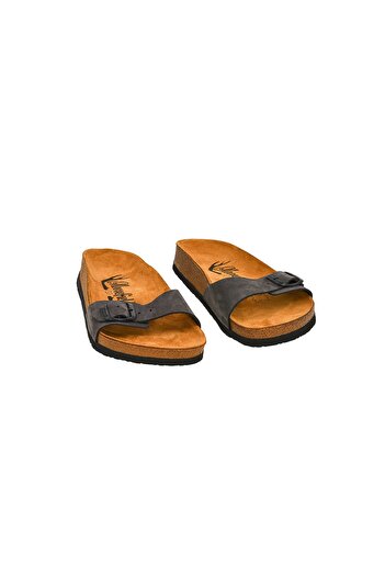 Moosefield Aile Boyu Hakiki Deri Unisex Anatomik Taban Yumuşak Kalın Nubuk Terlik