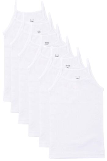 Tutku 12 Pieces Girls' White Color Thread Strap Undershirt