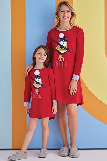 ROLY POLY Ski Bird Girl's Nightgown Red