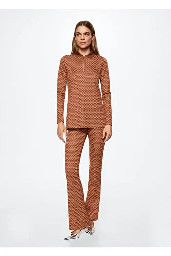 MANGO Woman Patterned Flared Trousers