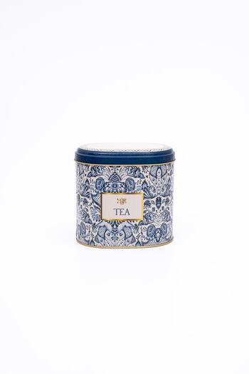 EVLE Er004-y2 Azulejos Tea Patterned Oval Metal Storage Container 11x15 Cm