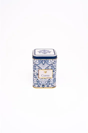 EVLE Er018-y1 Azulejos Coffee Patterned Square Metal Storage Container 9x9 Cm