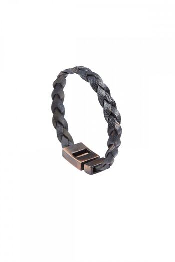 Deriderim Gray Genuine Leather Braided Leather Bracelet