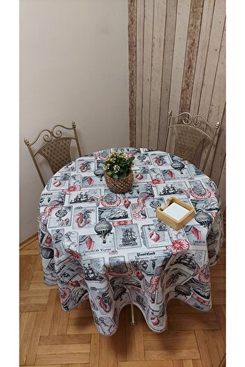gonk Round, Sea Themed, Duck (LIQUID PUSHER, SPOT-PROOF) Fabric, Table Cloth
