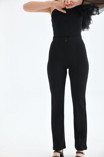 VOLT CLOTHİNG Women's Lycra Wide Leg Trousers with Elastic Waist