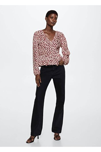 MANGO Woman Patterned Pleated Blouse