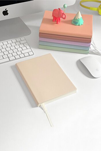 Victoria's Journals Smyth Pastel Non-Dated Thick Leaf Dotted Notebook 15x21 Cm (a5) Beige
