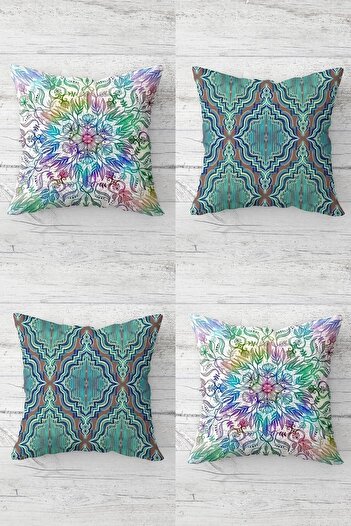 on the clouds Ethnic Patterned and Colorful Hidden Zippered Throw Pillow Sofa Pillow Set - 4 Pieces