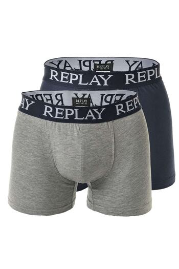 Replay Herren Boxershorts, 2er-Pack – Shorts, Baumwoll-Stretch