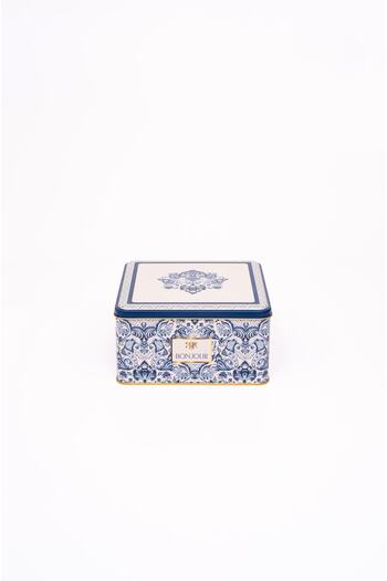 EVLE Er028-4h Azulejos Bonjour Patterned Square Metal Storage Container 20x20 Cm