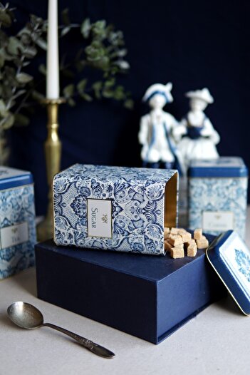 EVLE Er022-y3 Azulejos Sugar Patterned Square Metal Storage Container 11x11 Cm