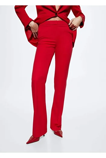MANGO Woman Straight Cut Fabric Trousers