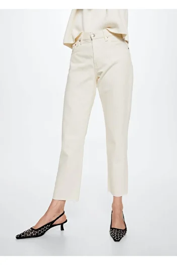 MANGO Woman High Waisted Crop Straight Cut Jeans