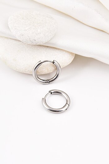 EUROMODA Silver Color Steel Hoop Earrings 6 Different Sizes