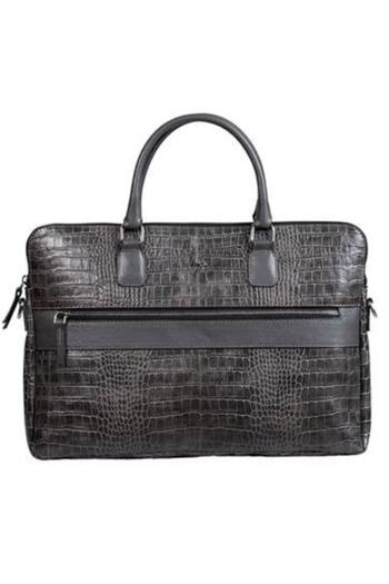 BYZ -243 حقيبة كمبيوتر محمول رمادية تمساح مع حزام كتف 41x28x5 سم