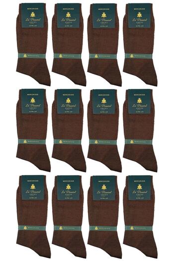La Pescara La'pescara Ultra Luxury 12-Pack Brown Mercerized Men's Classic Socks Se