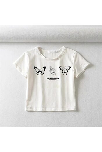 Touz Hakatumoda Triple Butterfly з принтом, білий кроп