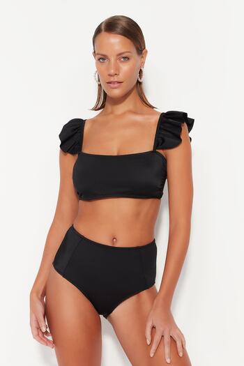 Trendyol Collection Μαύρο μπικίνι Bralette με βολάν TBESS22BU0038