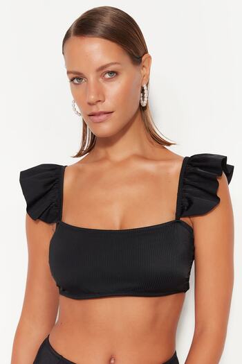 Trendyol Collection Μαύρο μπικίνι Bralette με βολάν TBESS22BU0038