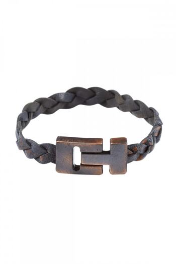 Deriderim Gray Genuine Leather Braided Leather Bracelet
