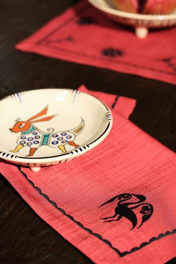 Karaca Home Paye Seljuk Series Bird Terracotta Embroidered American Service Set